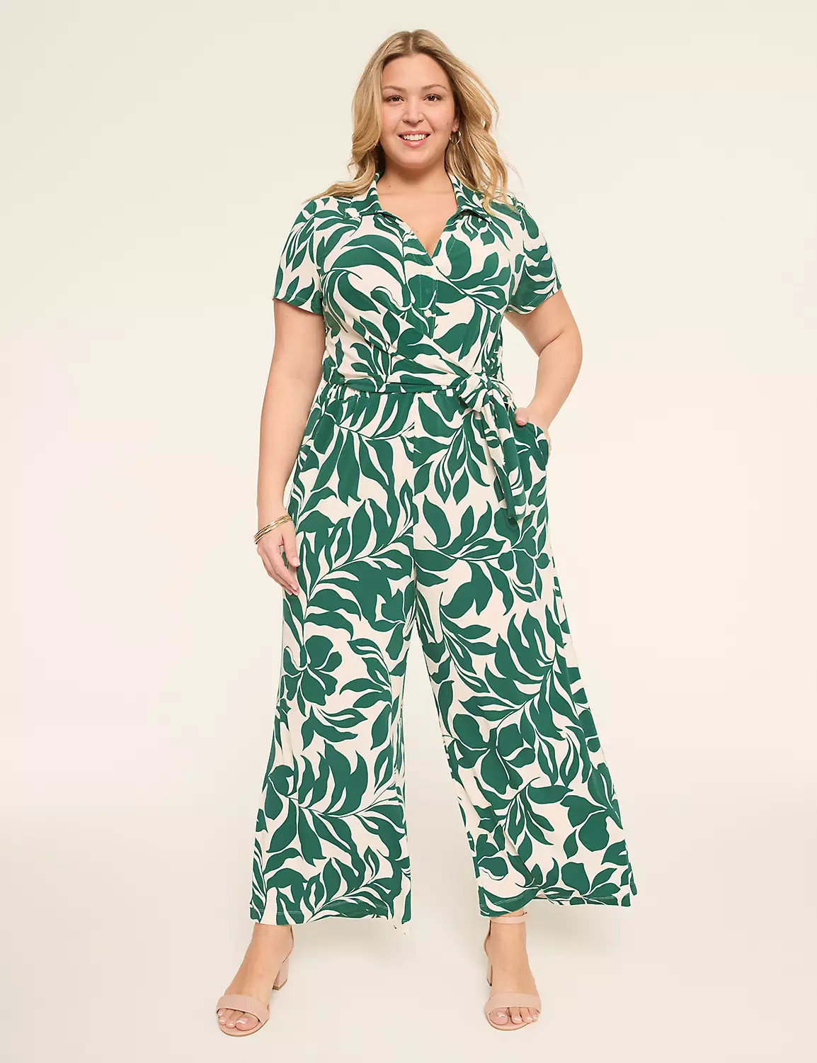 Popover Collar Tie-Waist Jersey Jumpsuit | Lane Bryant (US)