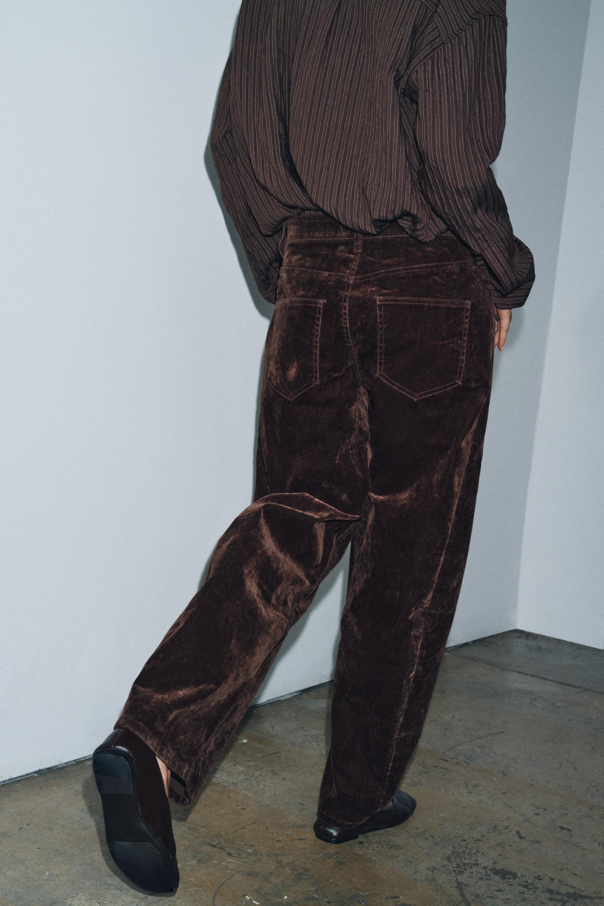 ZW COLLECTION HIGH-WAIST FLOCKED BALLOON JEANS | Zara UK