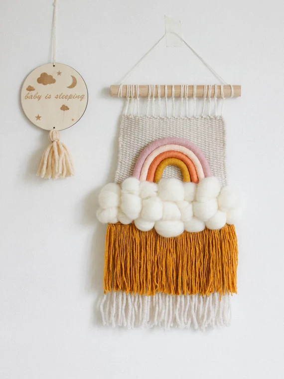 Rainbow Woven Wall Hanging Cloud Decor for Nursery Weaving | Etsy | Etsy (US)