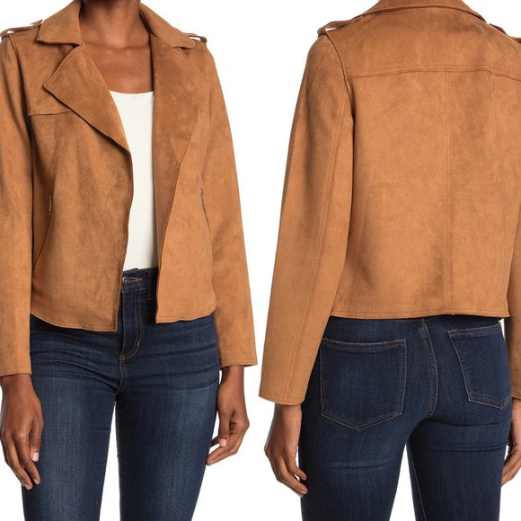 T Tahari faux suede crop moto jacket | Poshmark
