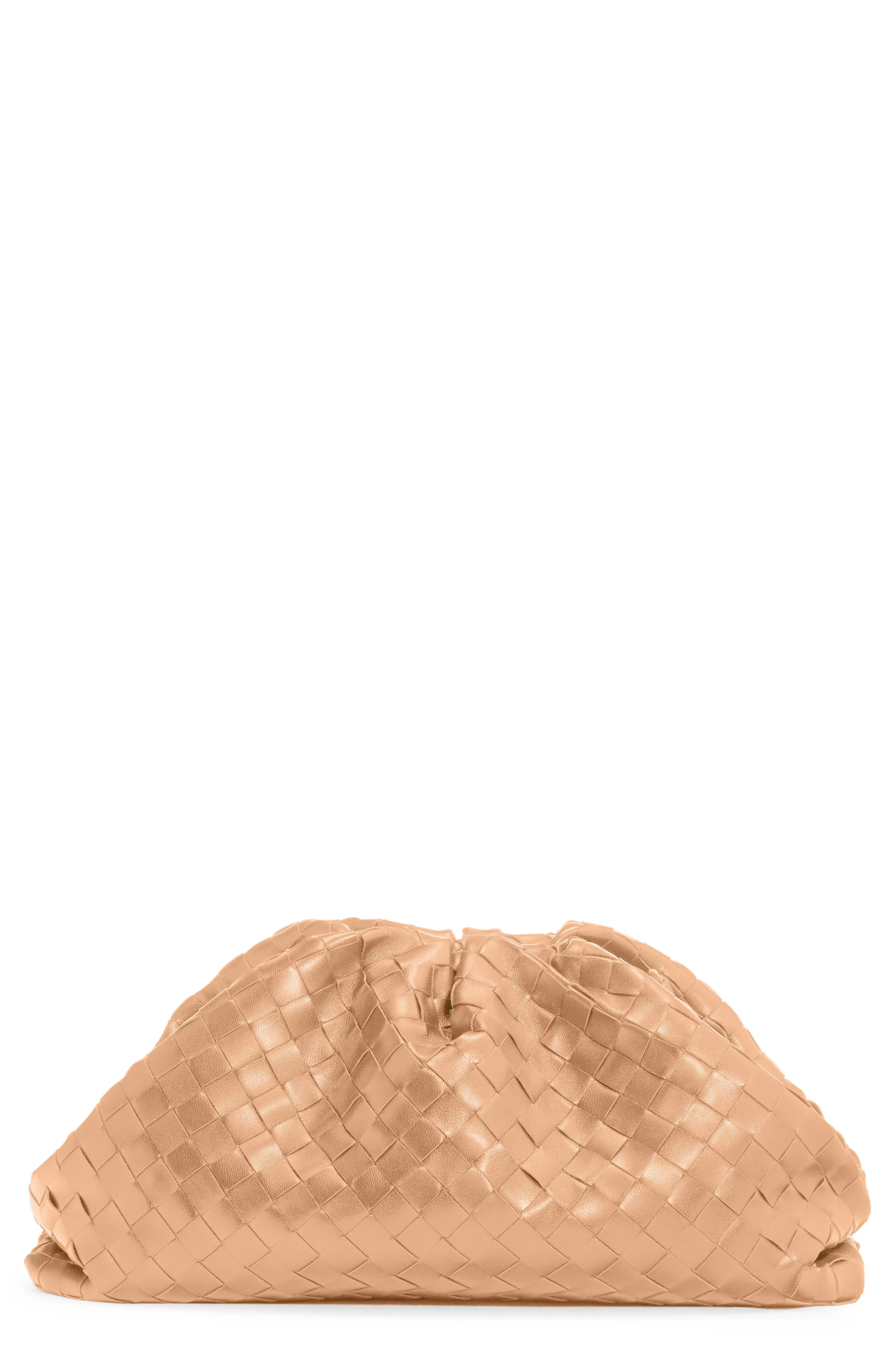 Bottega Veneta Intrecciato Leather Pouch in Almond/Gold at Nordstrom | Nordstrom
