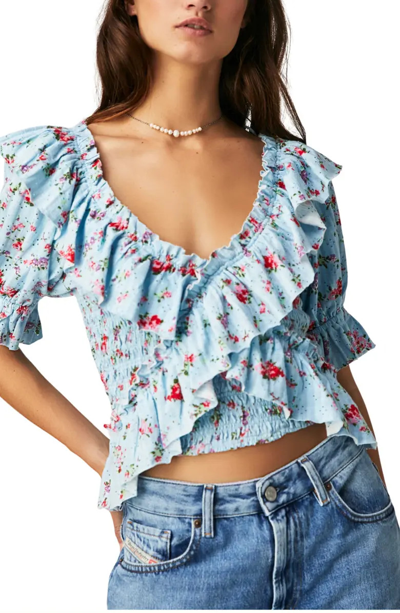 Favorite Girl Floral Print Ruffle Crop Top | Nordstrom