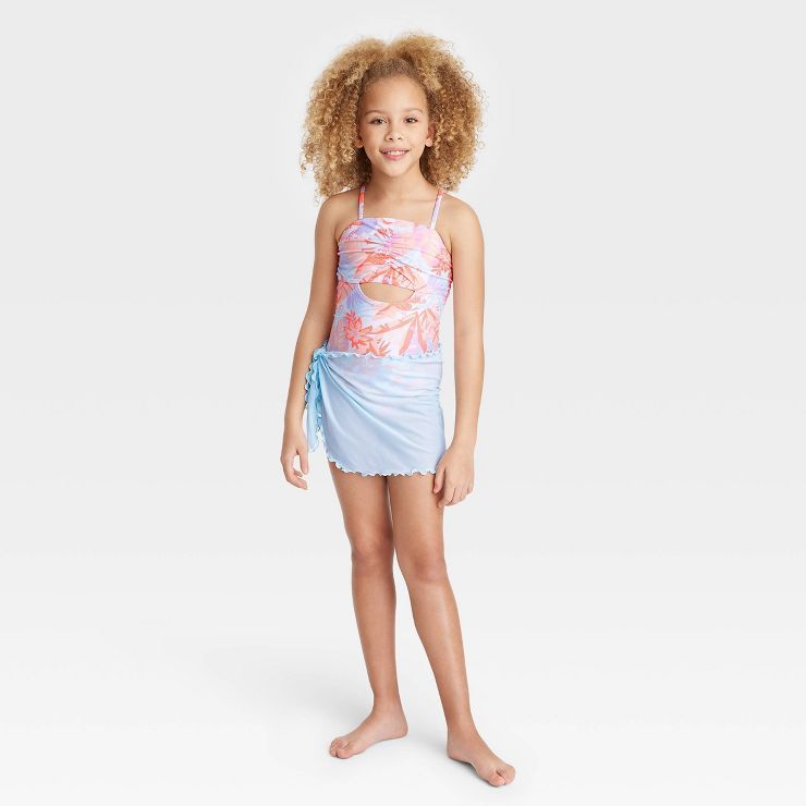 Girls' Tropic Oasis One Piece Swimwear Set with Skirt - art class™ | Target