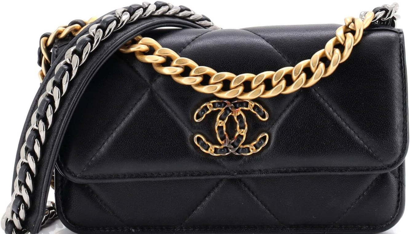 Amazon.com: Chanel, Pre-Loved 19 Flap Phone Holder with Chain Quilted Lambskin, Black : Amazon Lu... | Amazon (US)