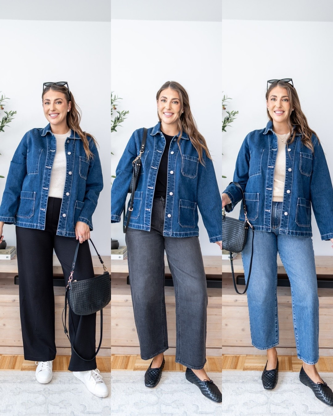 Denim jacket outfit, fall outfit ideas, denim on denim, casual fall style, black trousers outfit, wide leg jeans, transitional fashion, everyday fall outfit, classic wardrobe staples, chic mom style

A denim jacket is the fall layer that works with everything 💙 Style it with black trousers, charcoal denim, or go full denim-on-denim for an easy everyday look.

#LTKSeasonal #LTKMidsize #LTKootd