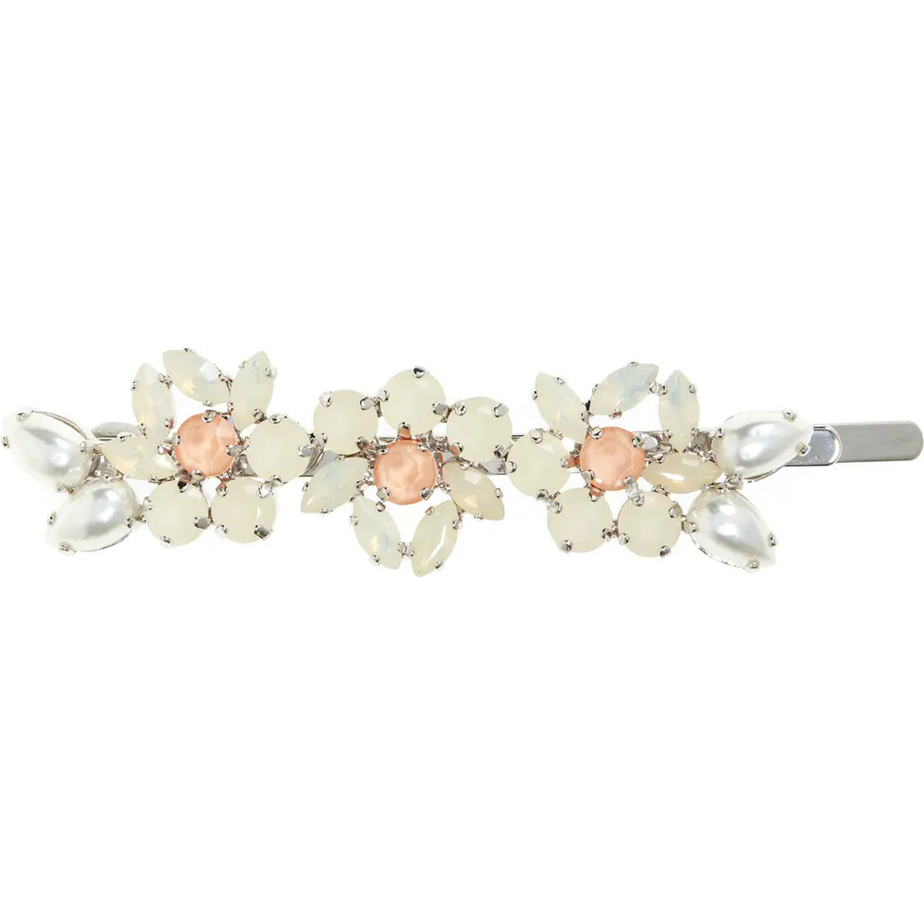 Simone Rocha Heartbloom Crystal & Faux Pearl Hair Clip in Sand Opal/Clem/Pearl at Nordstrom | Nordstrom