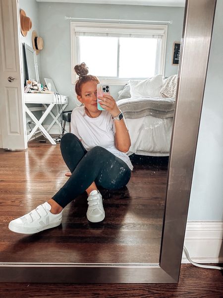 All my favorite basics in one photo. These sneakers are great for wear with everyday outfits. I’ve shared this tee before but it’s the best, comes in a bunch of colors and fits great and you can’t go wrong with these leggings 

Sneakers / shoes / loungewear / travel outfit / basics / 

#LTKtravel #LTKmidsize #LTKstyletip