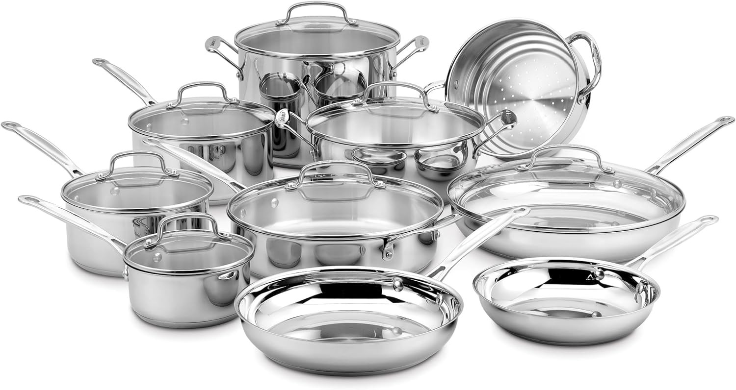 Cuisinart 17-Piece Cookware Set, Chef's Classic Steel Collection 77-17N | Amazon (US)