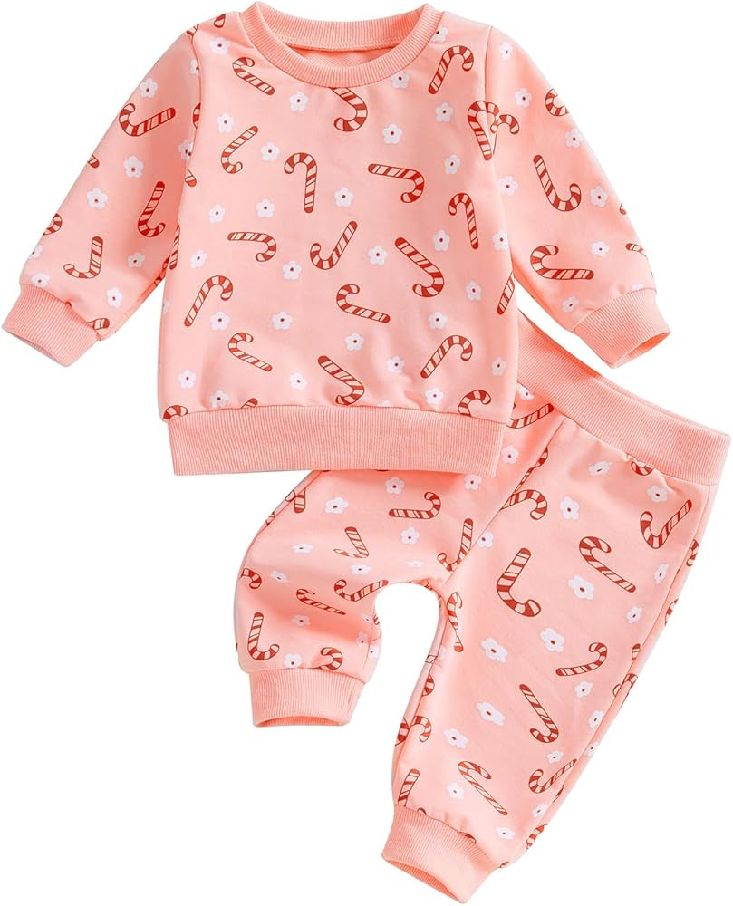 Kuriozud Toddler Baby Girl Fall Winter Clothes Cute Print Long Sleeve Crewneck Sweatshirt and Jog... | Amazon (US)