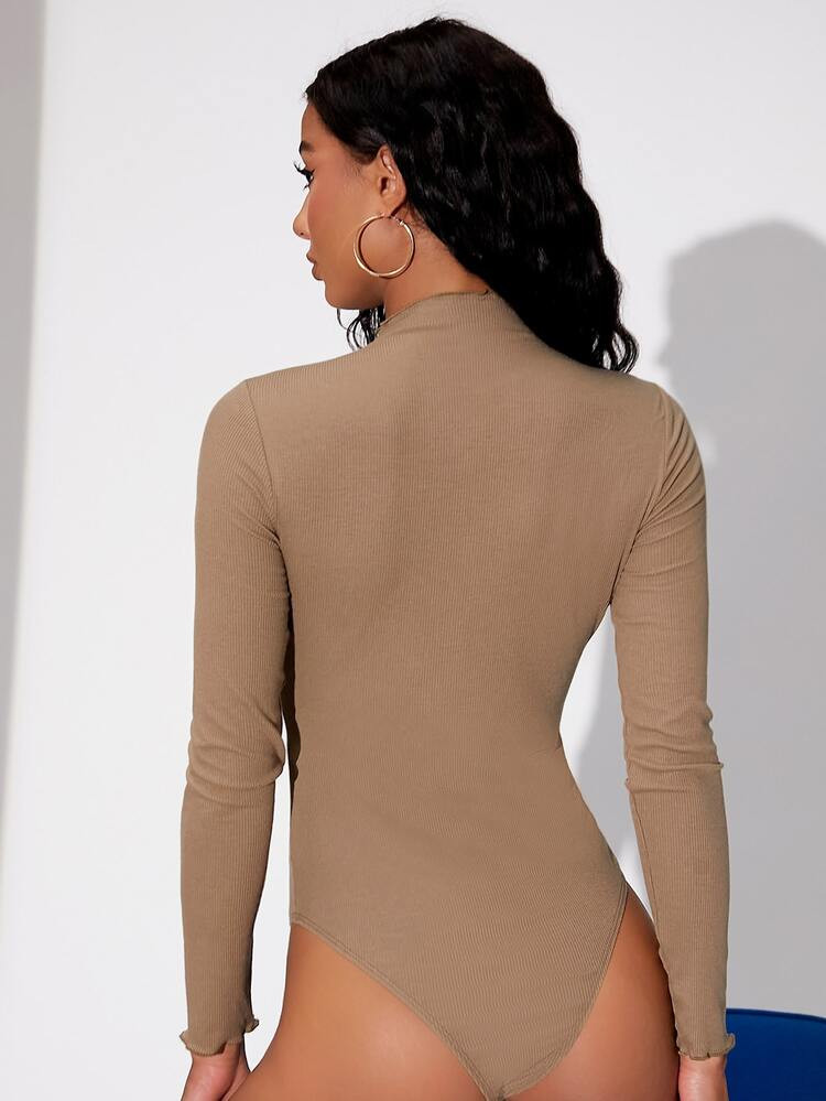 SHEIN Ribbed Lettuce-Edge Bodysuit | SHEIN