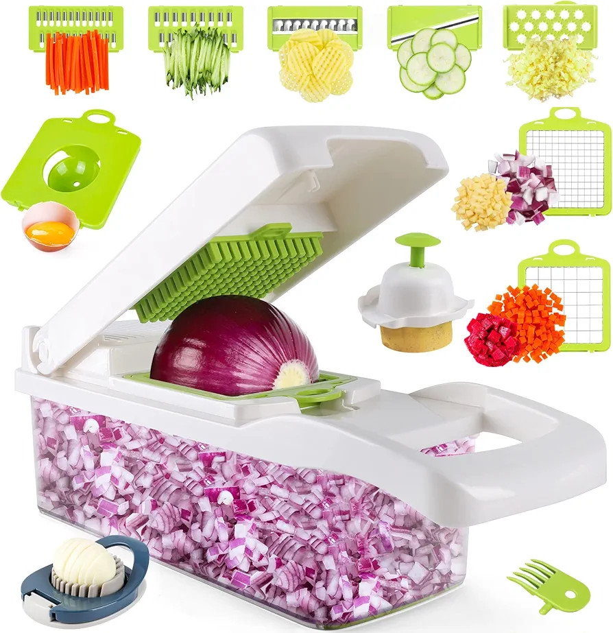 Amazon.com: Vegetable Chopper, Pro Onion Chopper, Multifunctional 13 in 1 Food Chopper, Kitchen Vege | Amazon (US)