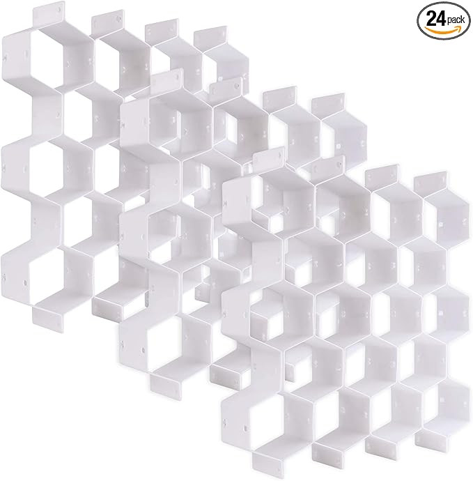 JIAKAI Honeycomb Drawer Organizer，Partition Bee Style Underwear Socks Bras Ties Belts Scarves D... | Amazon (US)