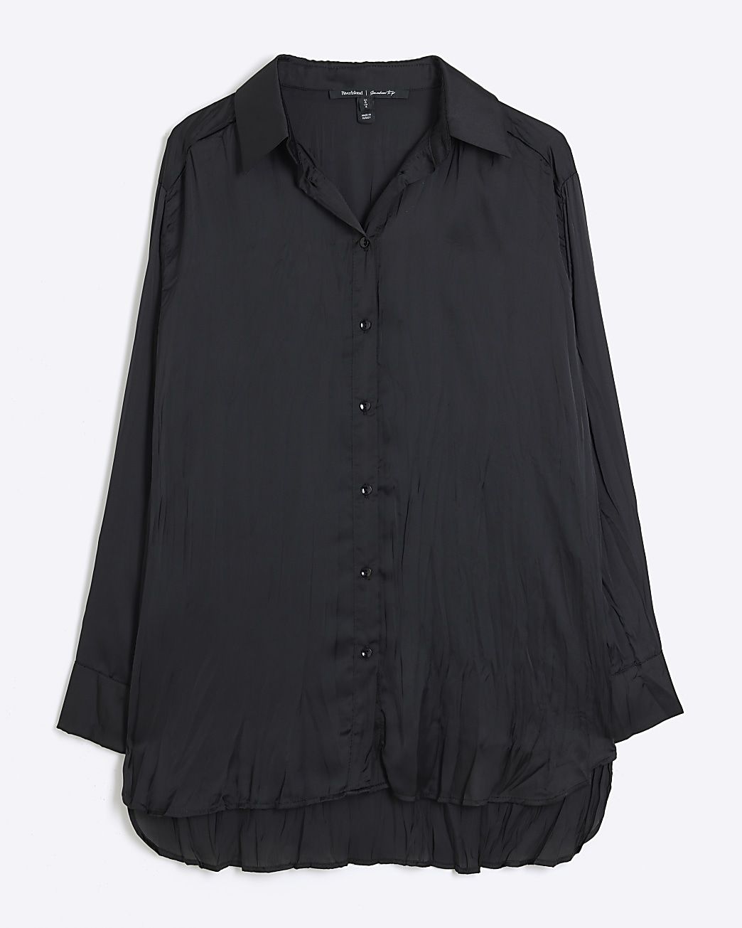 Black crinkle satin shirt | River Island (UK & IE)