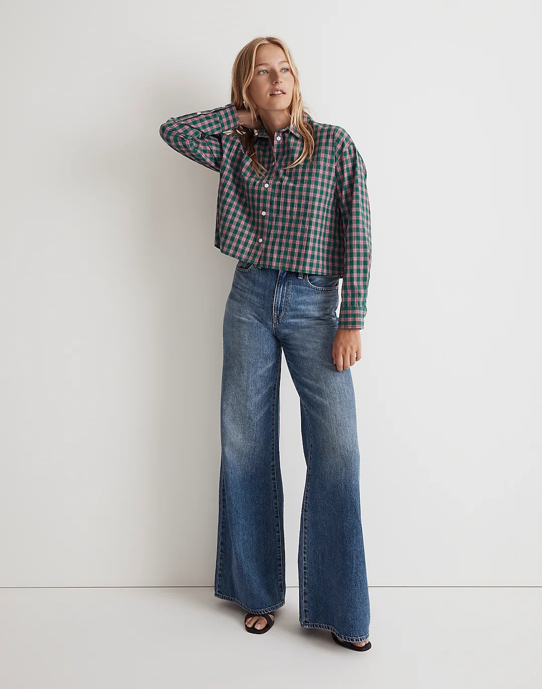 The Signature Poplin Crop Shirt in Plaid | Madewell