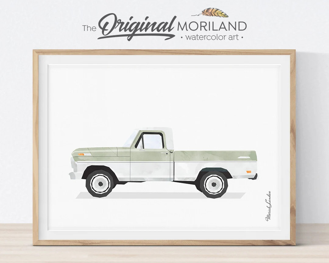 Sage Green Truck Print, Pickup Truck Wall Art, Vintage Car Print, Truck Art, Boy Nursery Decor, T... | Etsy (US)