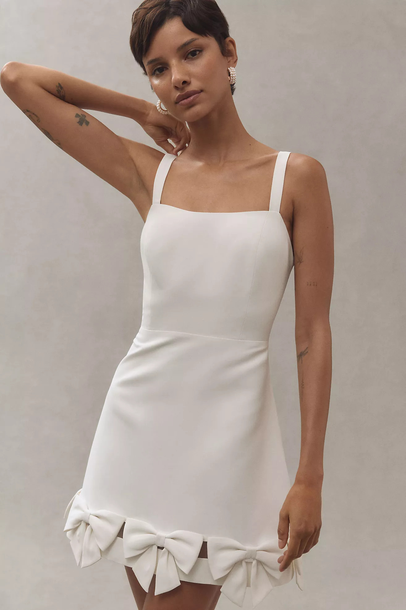 Sachin & Babi Square-Neck Bow-Hem Mini Dress | Anthropologie (US)
