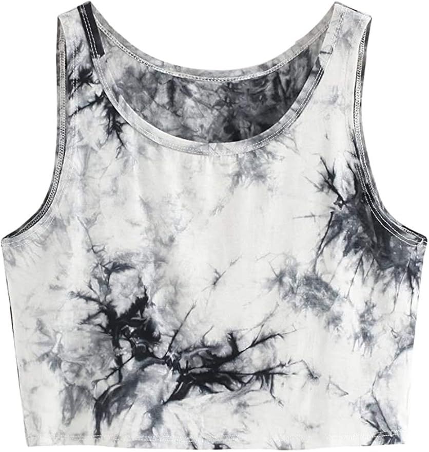 SweatyRocks Women's Tie Dye Sleeveless Workout Casual Cropped Tank Top Shirts | Amazon (US)