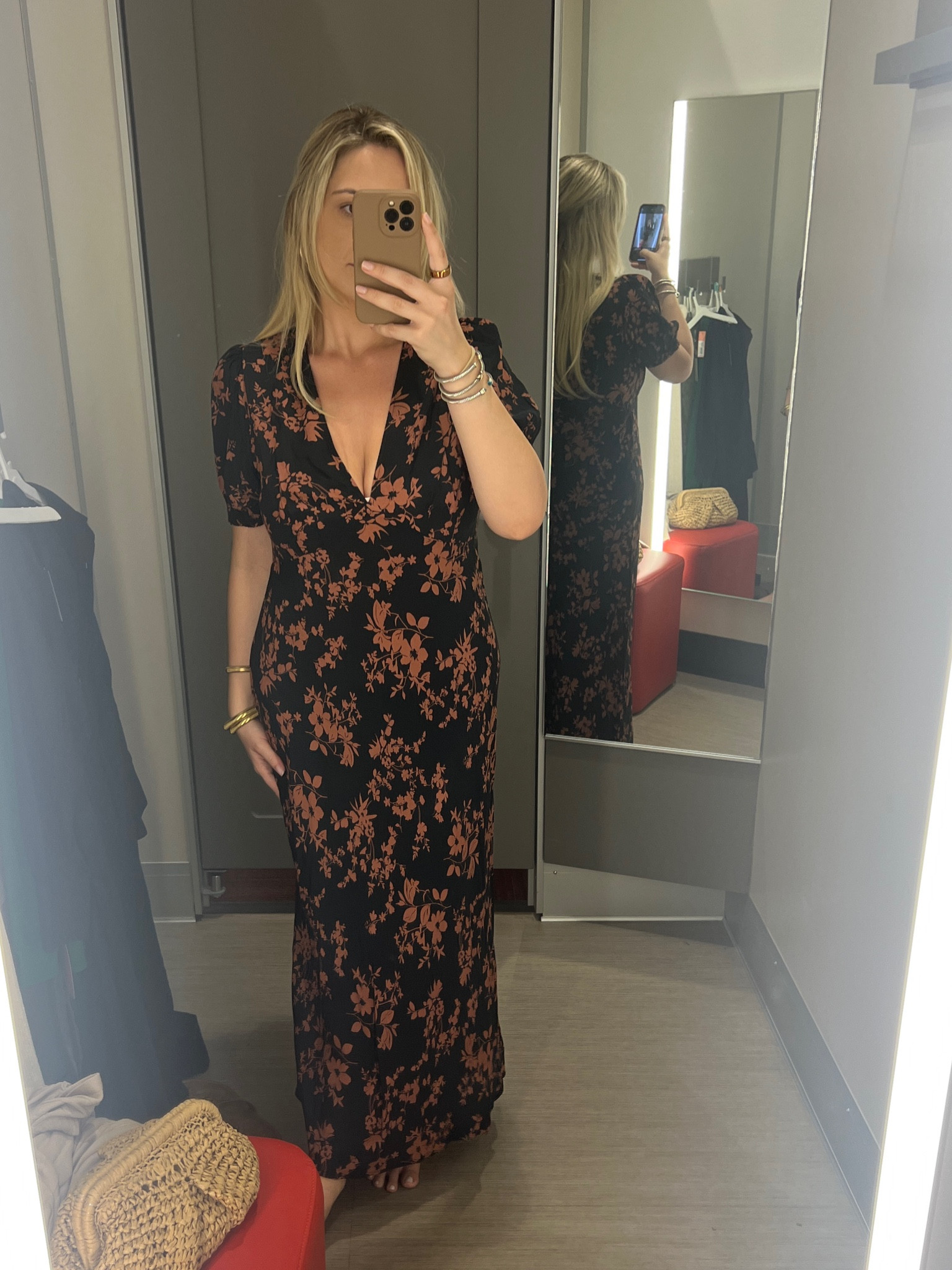 a new day black floral dress Black Floral Abbey Midi Dress