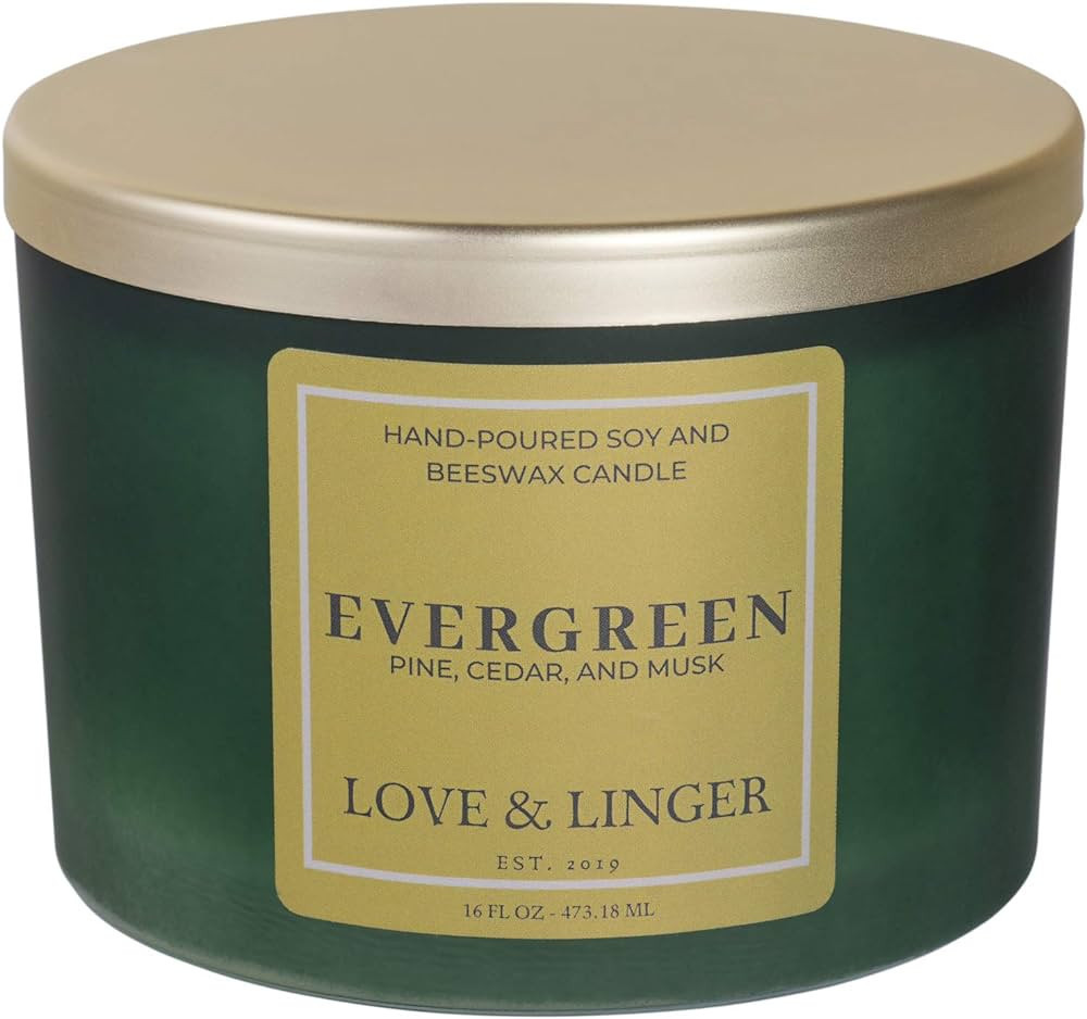 Evergreen Candle | Pine Candle | Luxury Soy & Beeswax Scented Candles for Home | 16 oz. Large Jar... | Amazon (US)