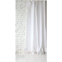 Nursery Linen Curtains, Curtains Girl, White Baby Girl Ruffled Curtains, Nursery Decor, Neutral | Etsy (US)