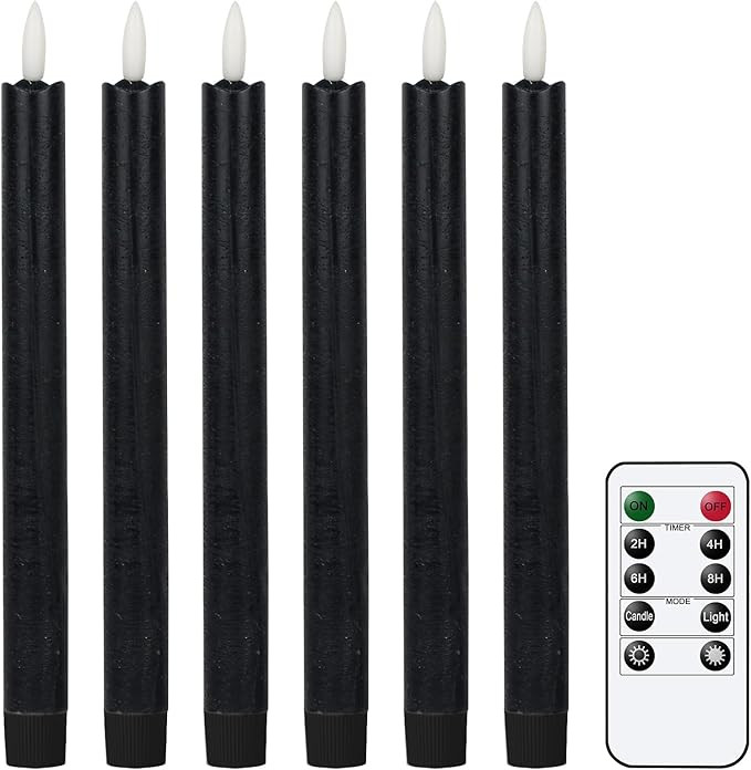GenSwin Flameless Taper Candles LED Battery Operated Remote Timer Black | Amazon (US)