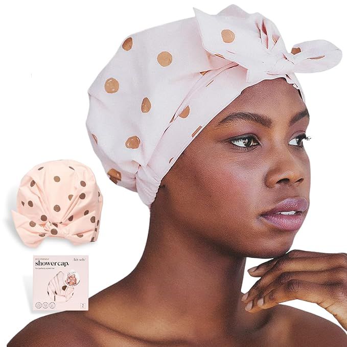 Kitsch Luxury Shower Cap for Women Waterproof - Reusable Shower Cap | Hair Cap for Shower | Water... | Amazon (US)