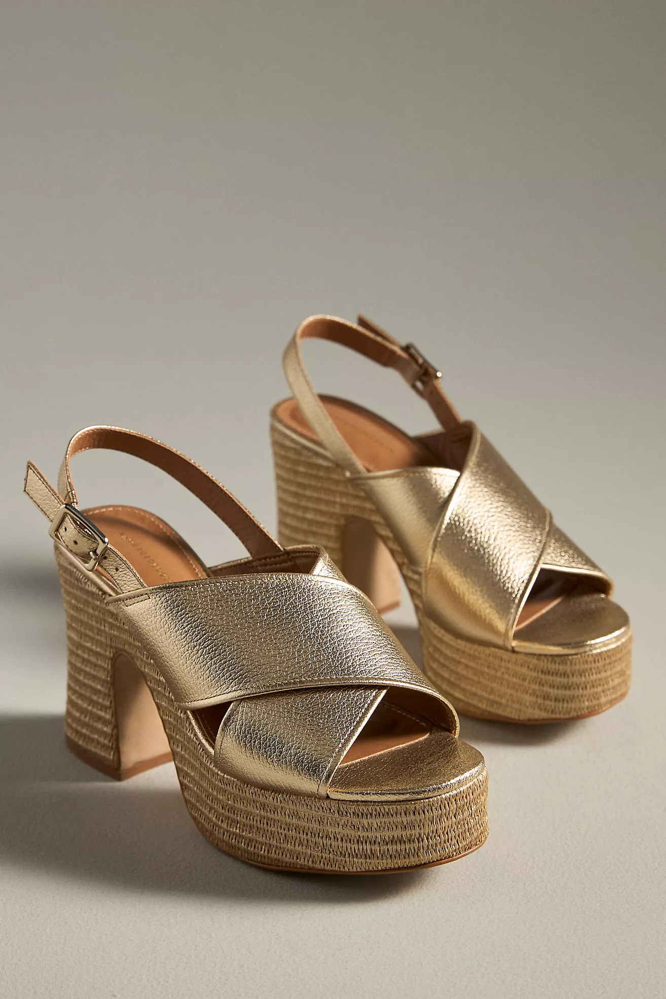 By Anthropologie Cross-Strap Woven Platform Sandals | Anthropologie (US)