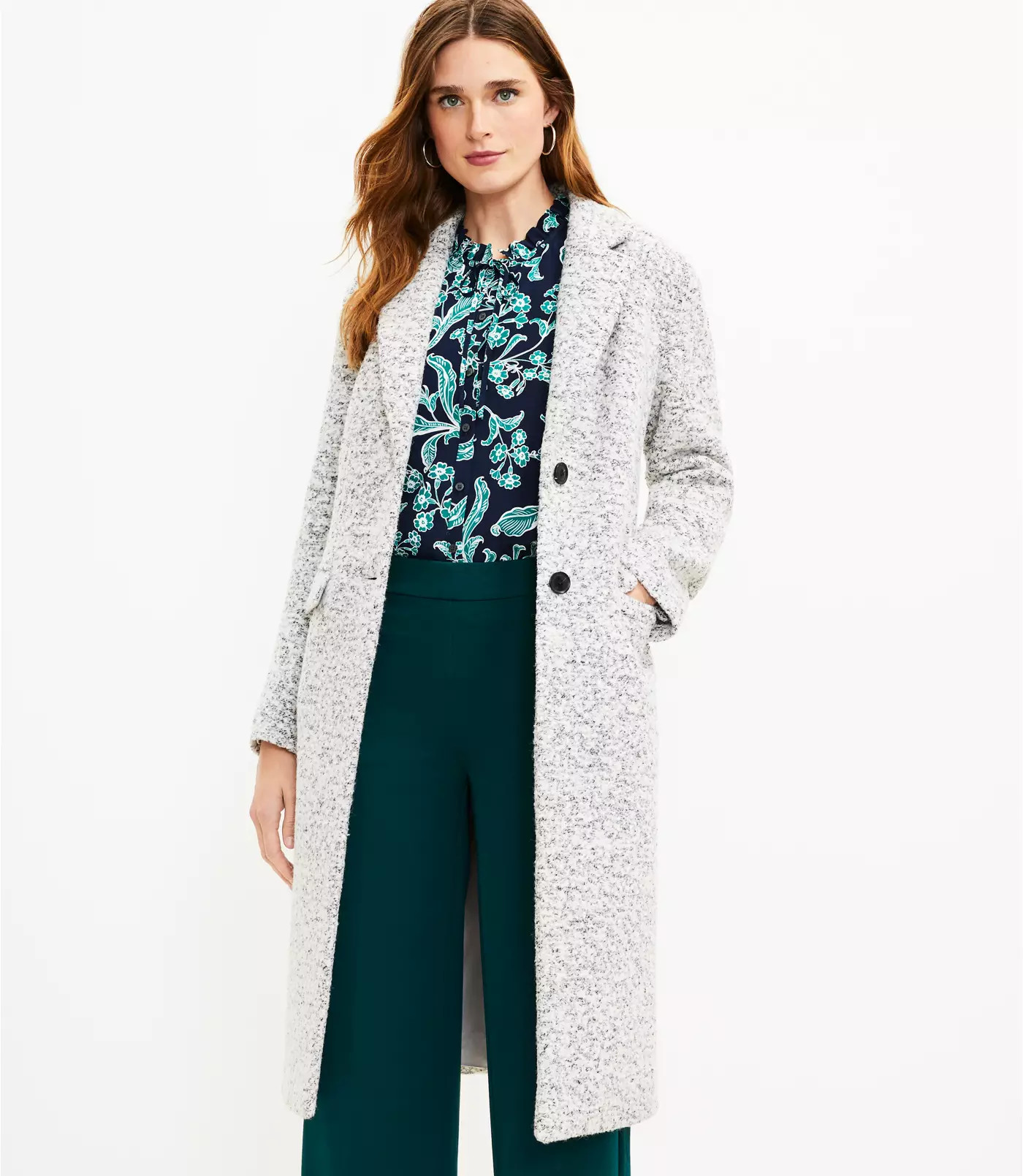 Boucle Two Button Coat | LOFT