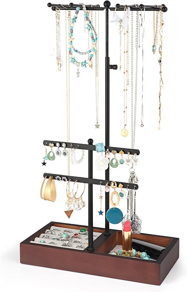 Epicano Jewelry Organizer Stand,Extra Tall Necklace Holder Jewelry Holder with 2-Tier Separate Ea... | Amazon (US)