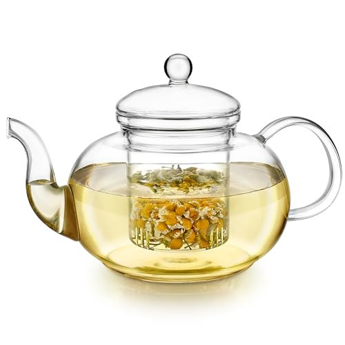 Teabloom Blossoms Glass Teapot – Stovetop and Microwave Safe Borosilicate Glass Teapot with Removable Loose Tea Glass Infuser (32 Oz) - Tea Purist's Choice | Amazon (US)