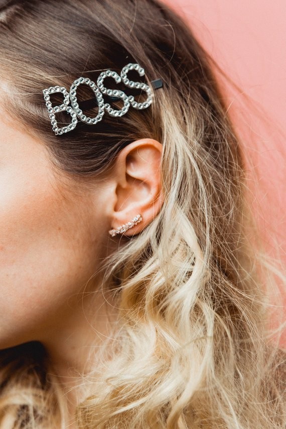 Rhinestone Word Hair Pin (Swarovski Crystal) | Etsy (US)