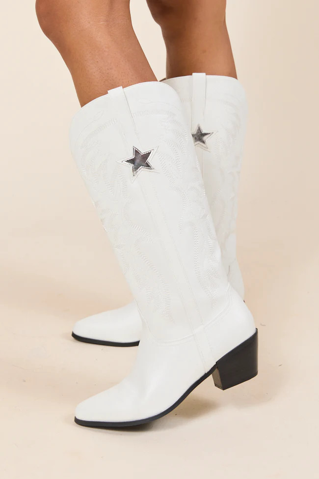Vicki White Star Western Boots | Pink Lily