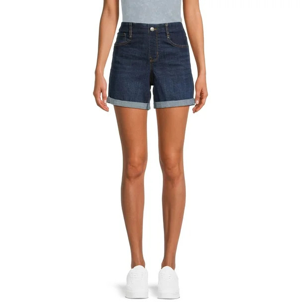 Time and Tru Women's Denim Shorts with Cuffed Hem | Walmart (US)