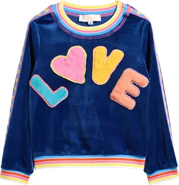 Kids' 3D Love Velour Sweatshirt with Faux Fur Appliqué | Nordstrom