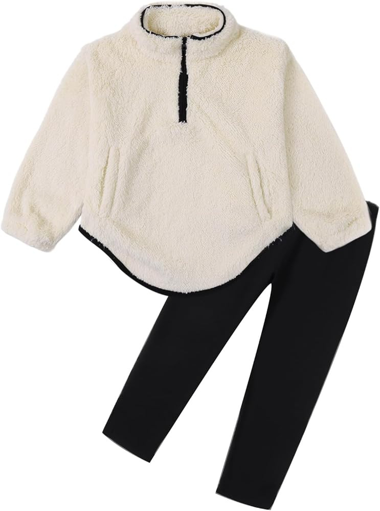 Ochine Toddler Girl Clothes 2Pcs Set, Half Zip Fleece Top & Pants Fall Winter Outfits with Pocket... | Amazon (US)