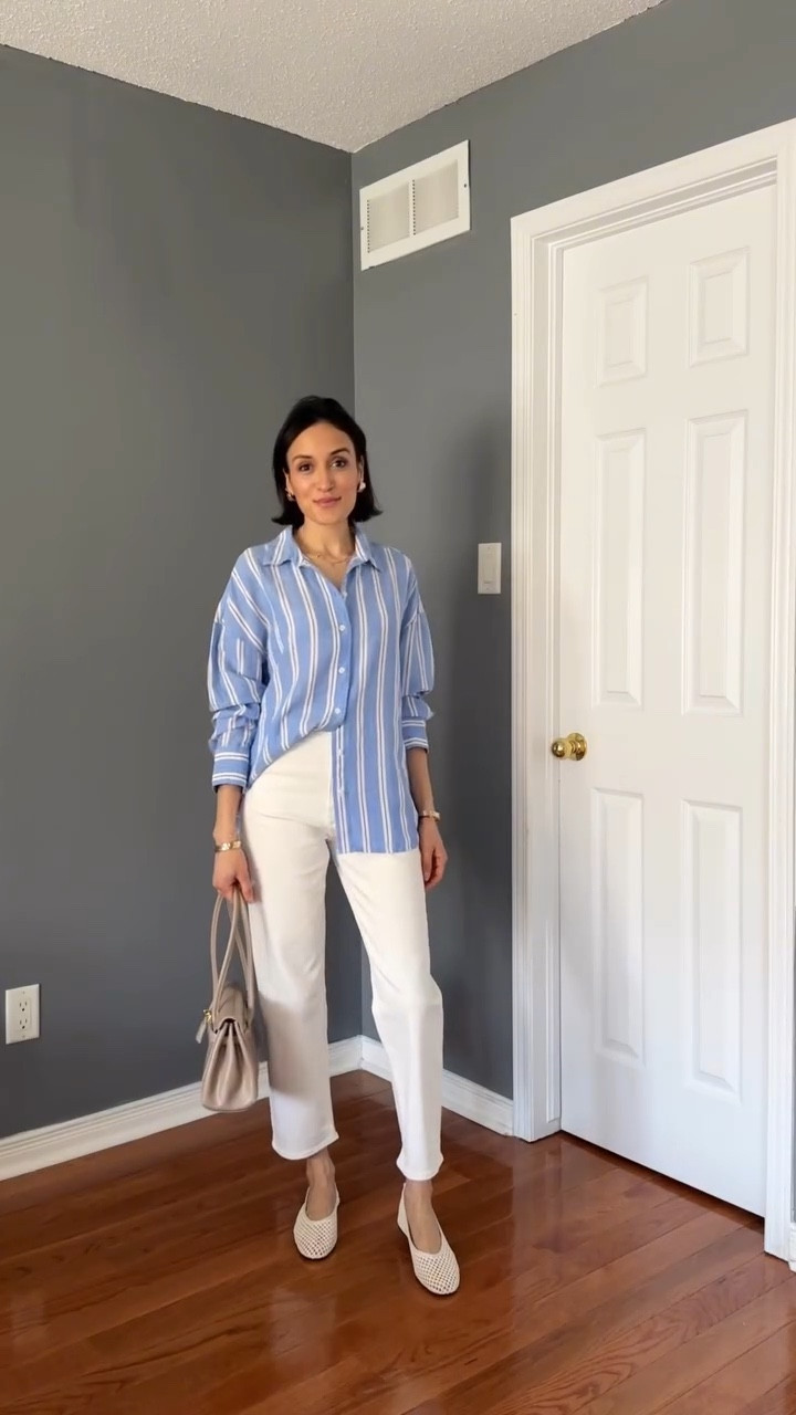 Simple but elevated Spring outfit! Comment SHOP for outfit link.

Also, everything is linked on my LTK.
Wearing size XS in tops and size 2 ( EU34) in jeans.

#hmnewin #hmhaul #springfashion
