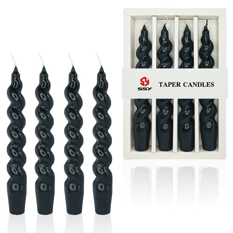 FCMSHAMD 7.5 inch Black Spiral Taper Candles -Unscented Dripless (4 Pack） | Walmart (US)