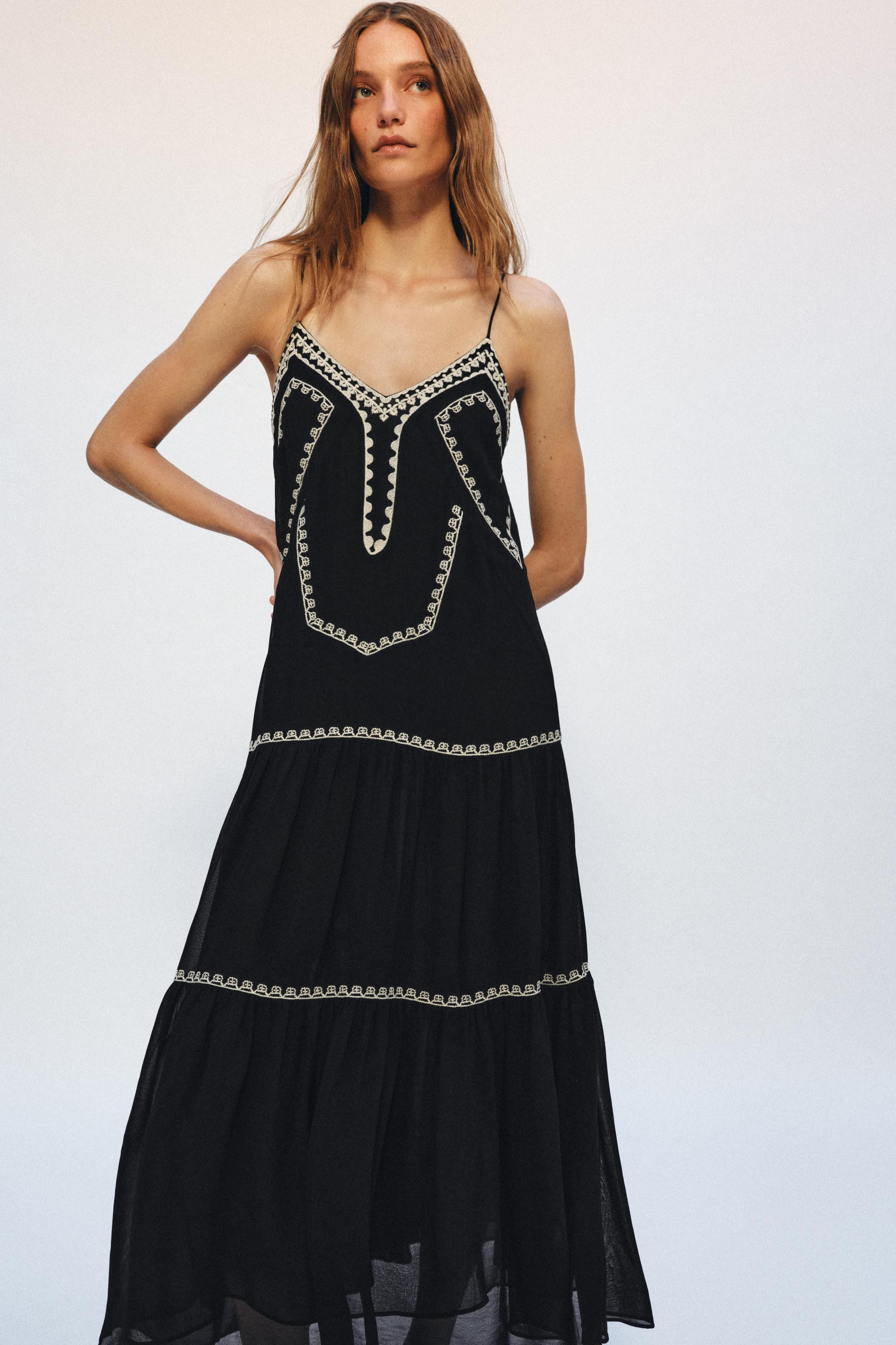 ZW COLLECTION EMBROIDERED LONG DRESS | Zara US
