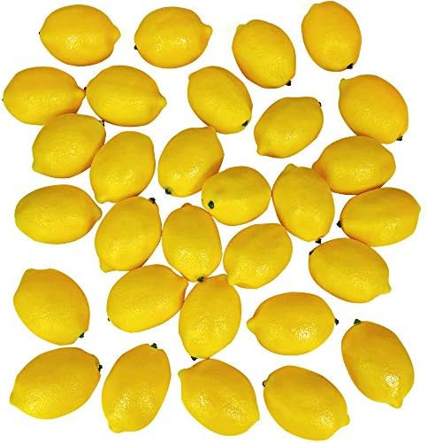 Winlyn 30 Pack Faux Yellow Lemons Artificial Fruits Fake Lemons Lifelike Simulation for Lemonade ... | Amazon (US)