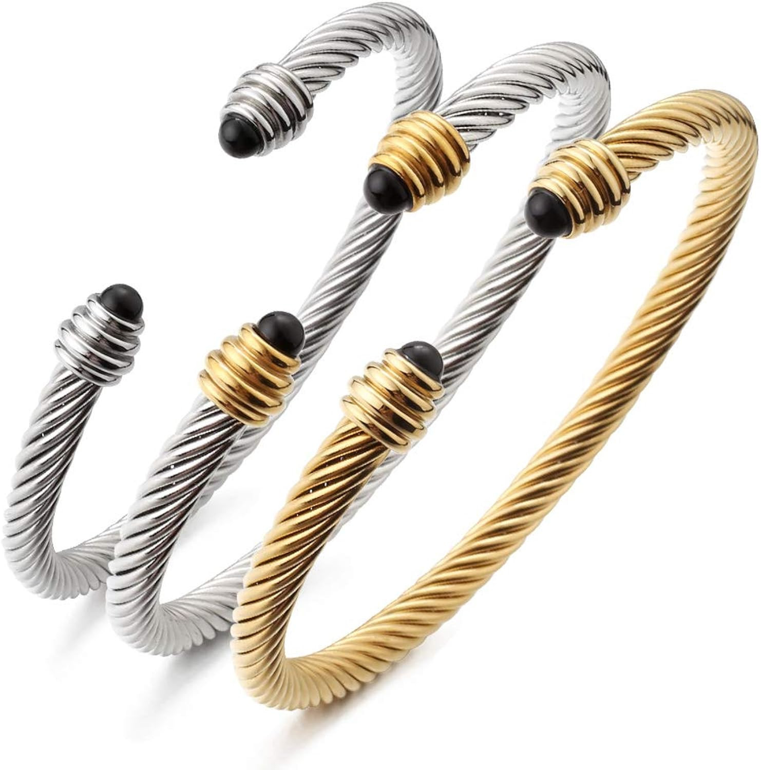 Dorriss Cable Cuff Bangle Bracelets for Women Stainless Steel Wire Twisted Bracelet Adjustable Mom W | Amazon (US)