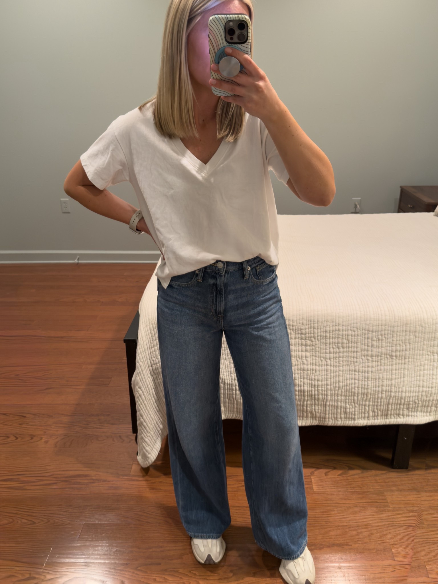 Loving these GAP jeans that are now $28!!! They are SO comfy and come  in different washes and patterns, too.  Old Navy vintage V-neck tee is only $12! 

#LTKSaleAlert #LTKFindsUnder50 #LTKWorkwear