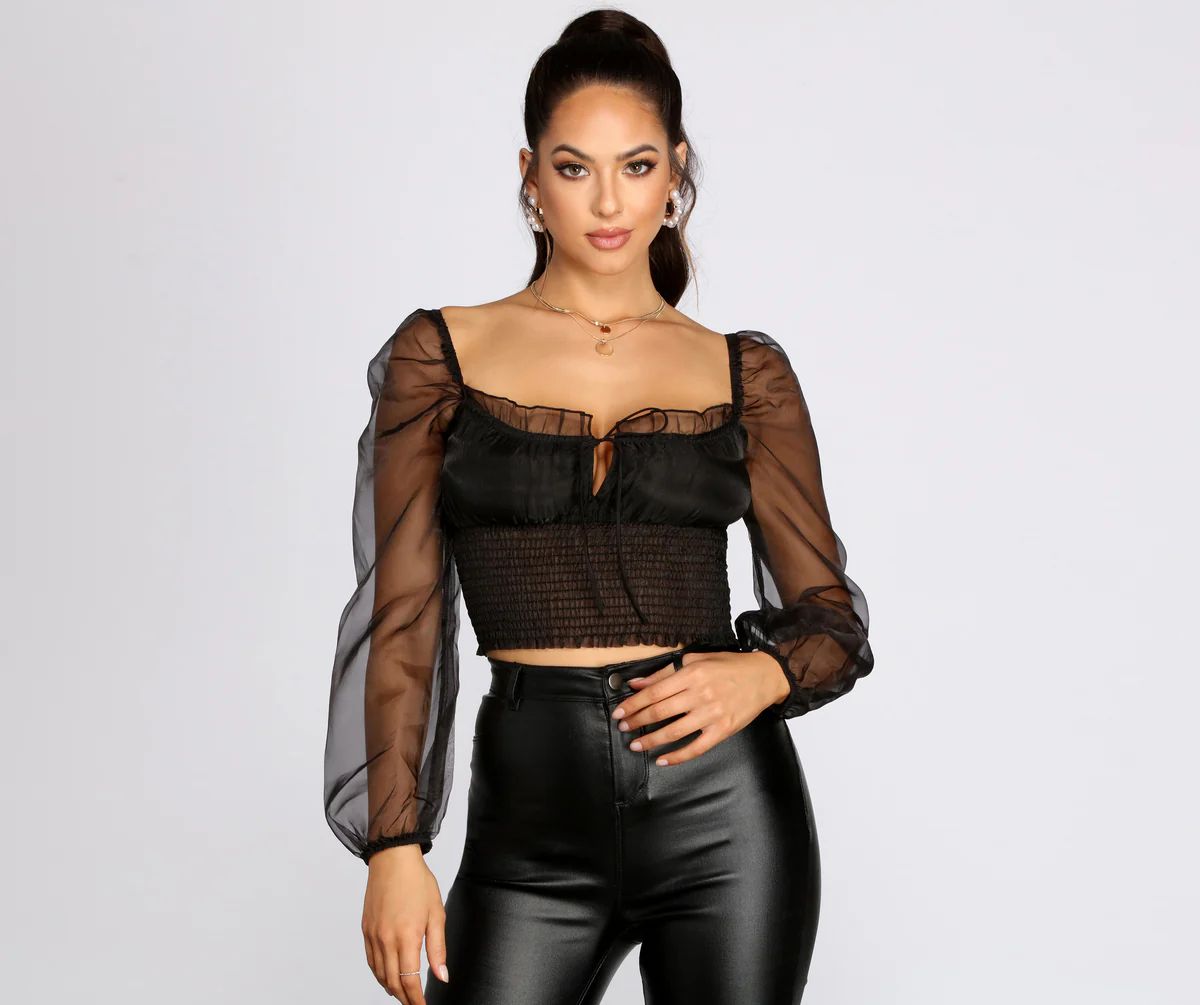 Sheer And Stylish Smocked Crop Top | Windsor Stores