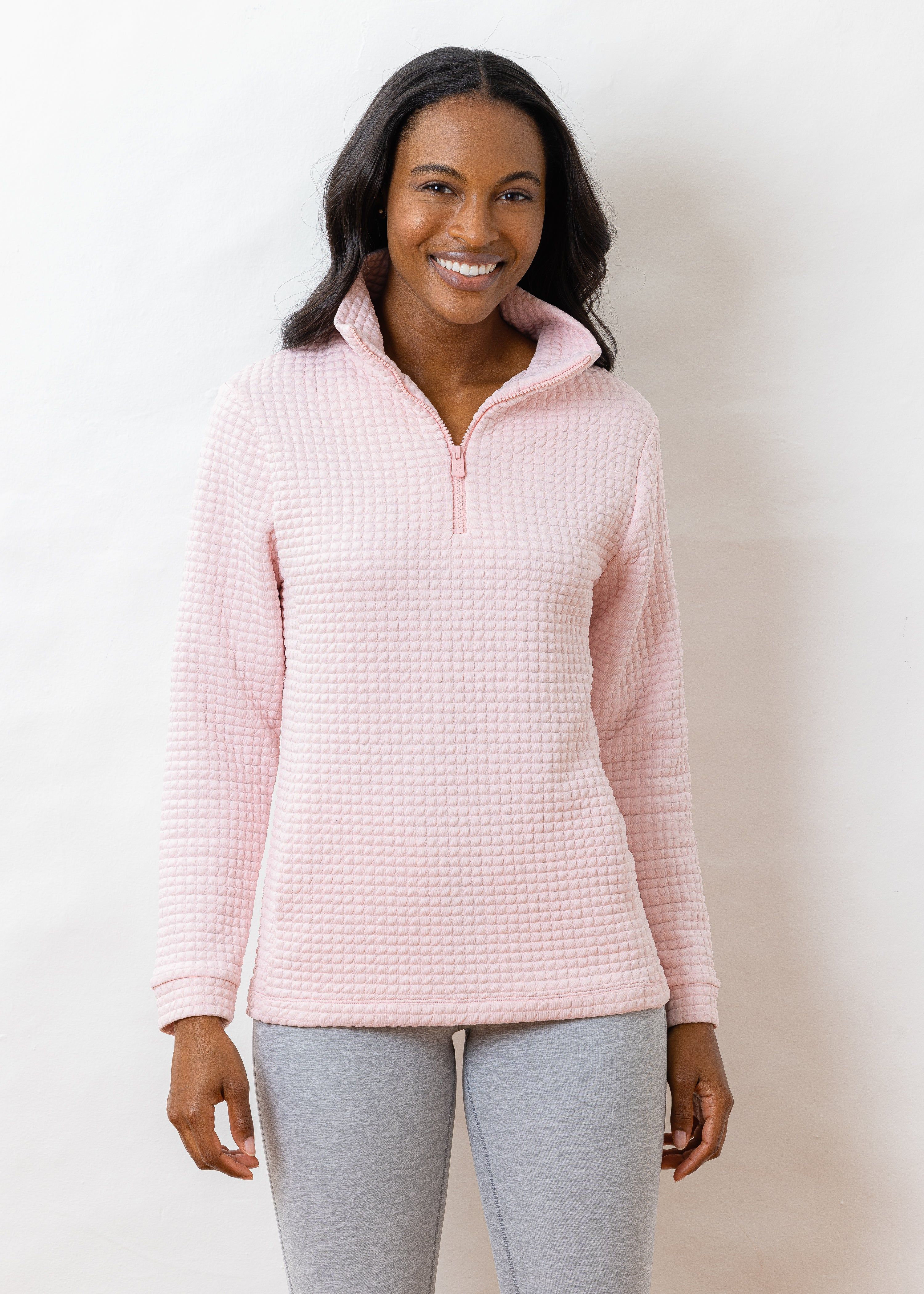 Pocomo Pullover in Waffle Jersey (Pink) | Dudley Stephens