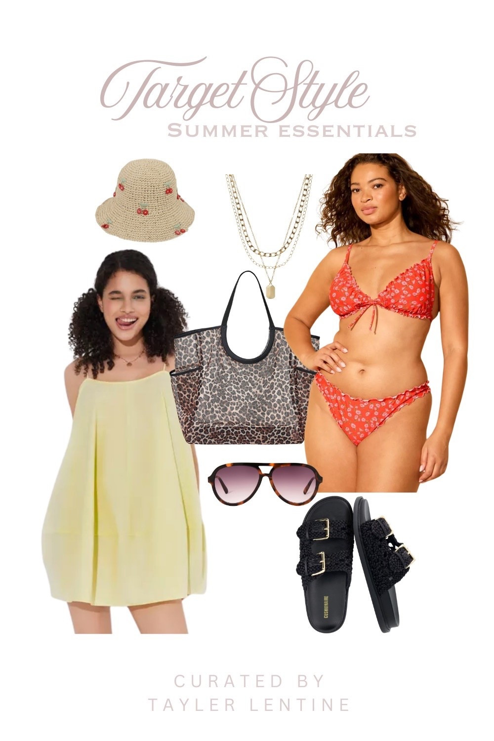 Make a statement this summer with these fun and trendy Target fashion finds. This bold summer outfit features a red floral bikini, a flowy mini dress, a leopard print tote bag, black woven sandals, oversized sunglasses and playful accessories like a cherry detail hat. Perfect for a beach day, poolside lounging or a summer vacation outfit.

If you’re looking for trendy summer outfit ideas, statement pieces or affordable Target fashion finds, this look is eye catching, comfortable and perfect for warm weather. 

Save this for your next vacation, beach trip or summer outfit inspiration.

#LTKSwim #LTKootd #LTKMidsize