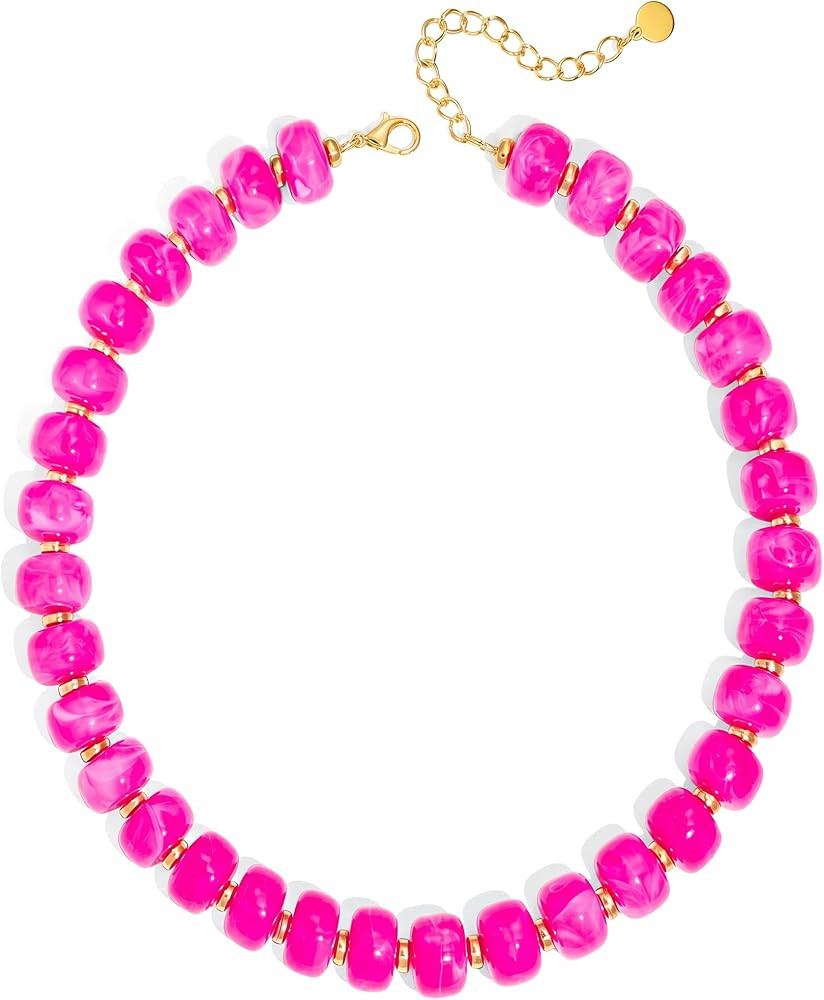 Beaded Necklace for Women Statement Chunky Resin Bead Necklace Trendy Boho Summer Necklaces Jewelry Gifts | Amazon (US)