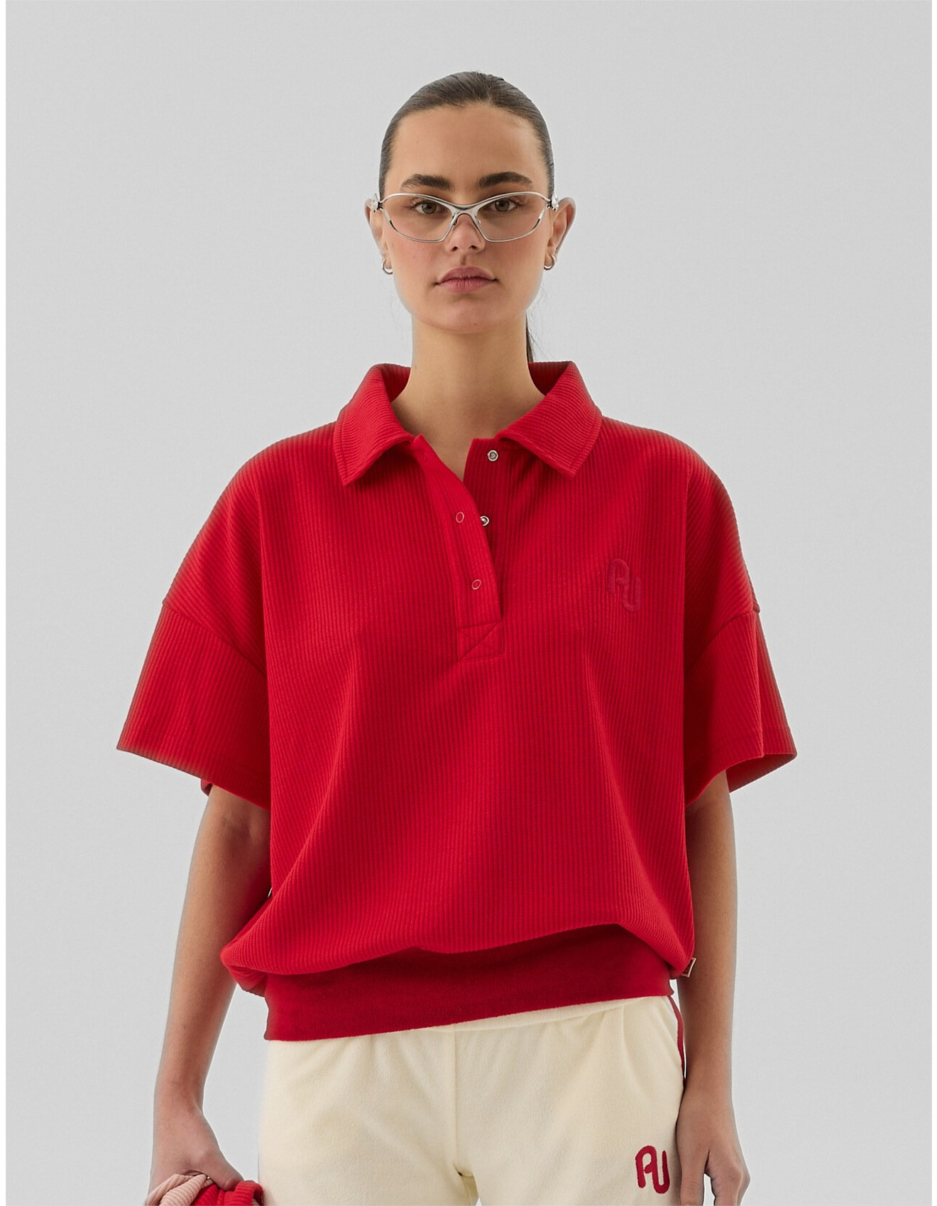 AJ Waffle Short Sleeve Sweatshirt | David Jones (Australia & New Zealand)