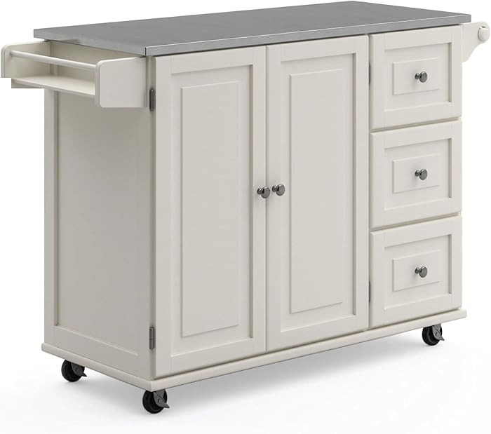 53.5" Kitchen Island Cart with Storage, Rolling Kitchen Cart on Wheels with Stainless Steel Top, ... | Amazon (US)