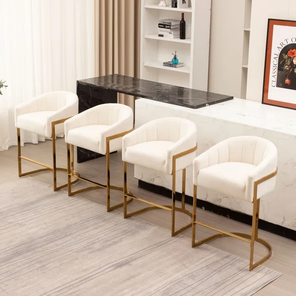 Upholstered 27'' Counter Stool with Metal Frame (Set Of 4) | Wayfair North America