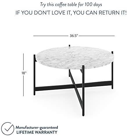 Nathan James Piper Faux White Marble Round Modern Living Accent Side or Coffee, Sofa Center Table fo | Amazon (US)