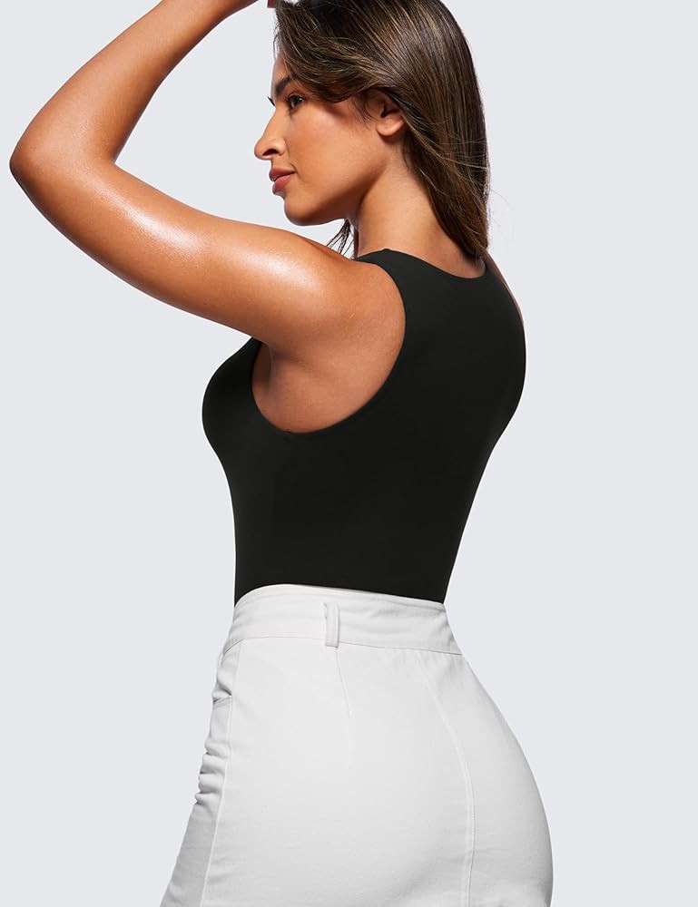 CRZ YOGA Butterluxe Sleeveless Bodysuit for Women High Neck Double Lined Sexy Tank Tops Racerback... | Amazon (US)
